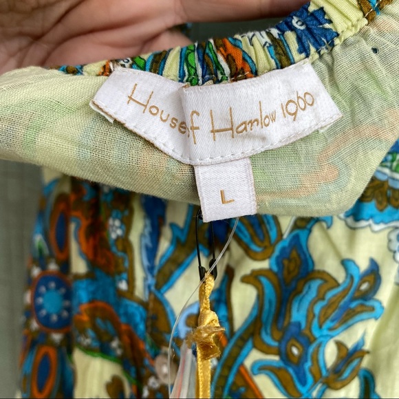 NWT House of Harlow Boho Floral Blue Ivory V-neck Maxi Dress - Picture 8 of 17